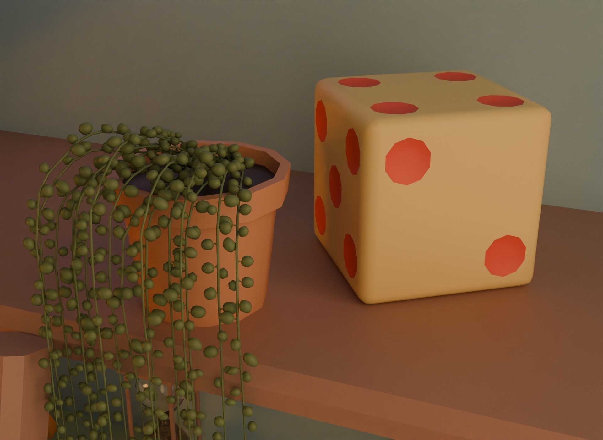 Attic bedroom Low-poly 3D model_26