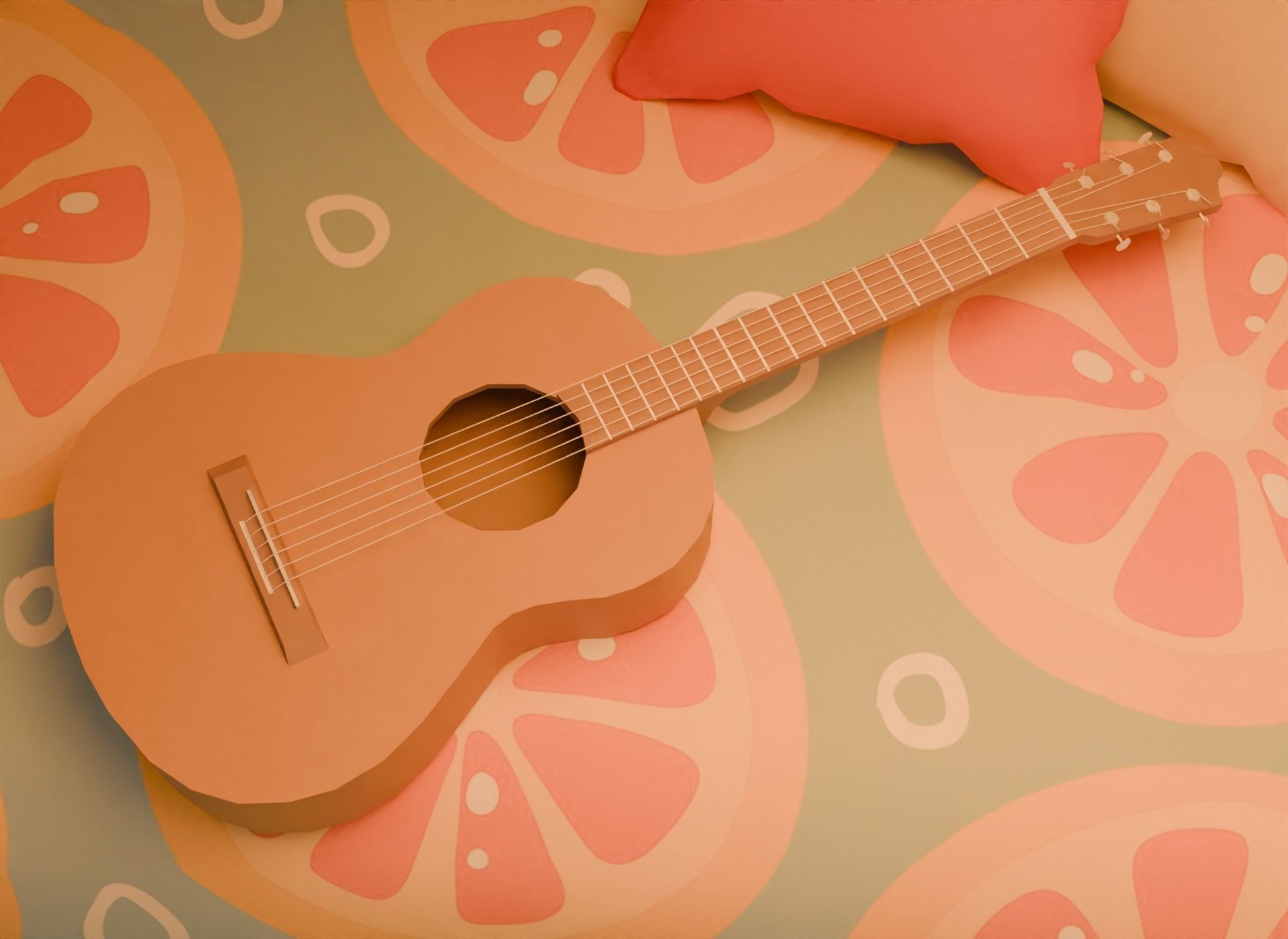 Attic bedroom Low-poly 3D model_4