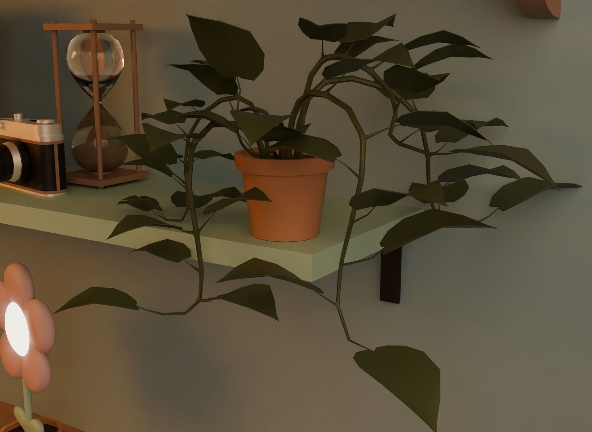 Attic bedroom Low-poly 3D model_20