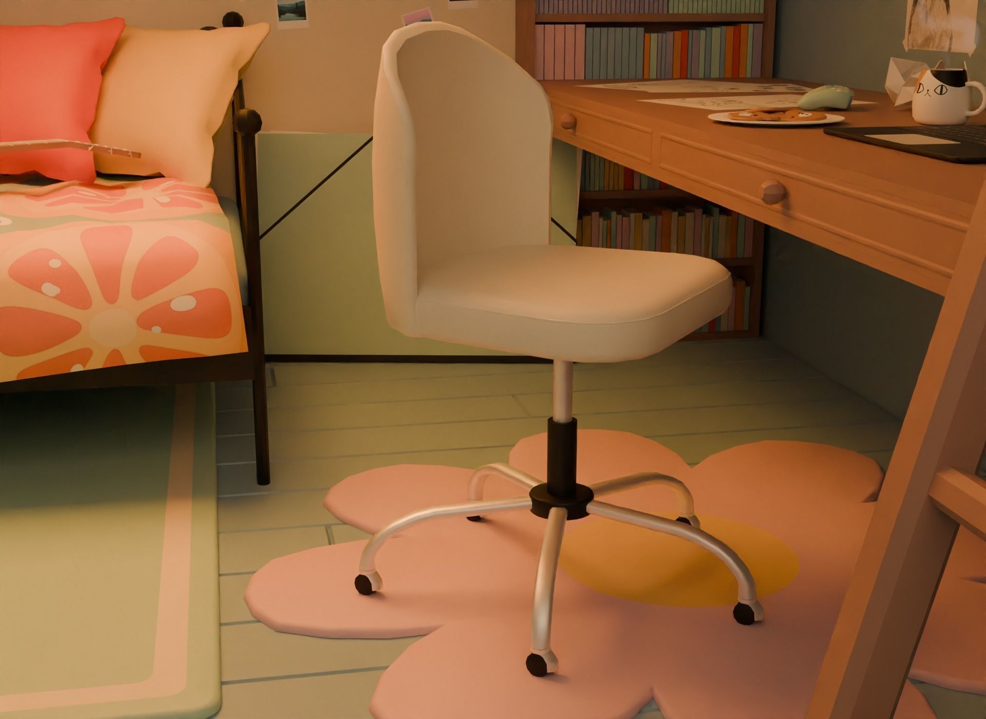 Attic bedroom Low-poly 3D model_29