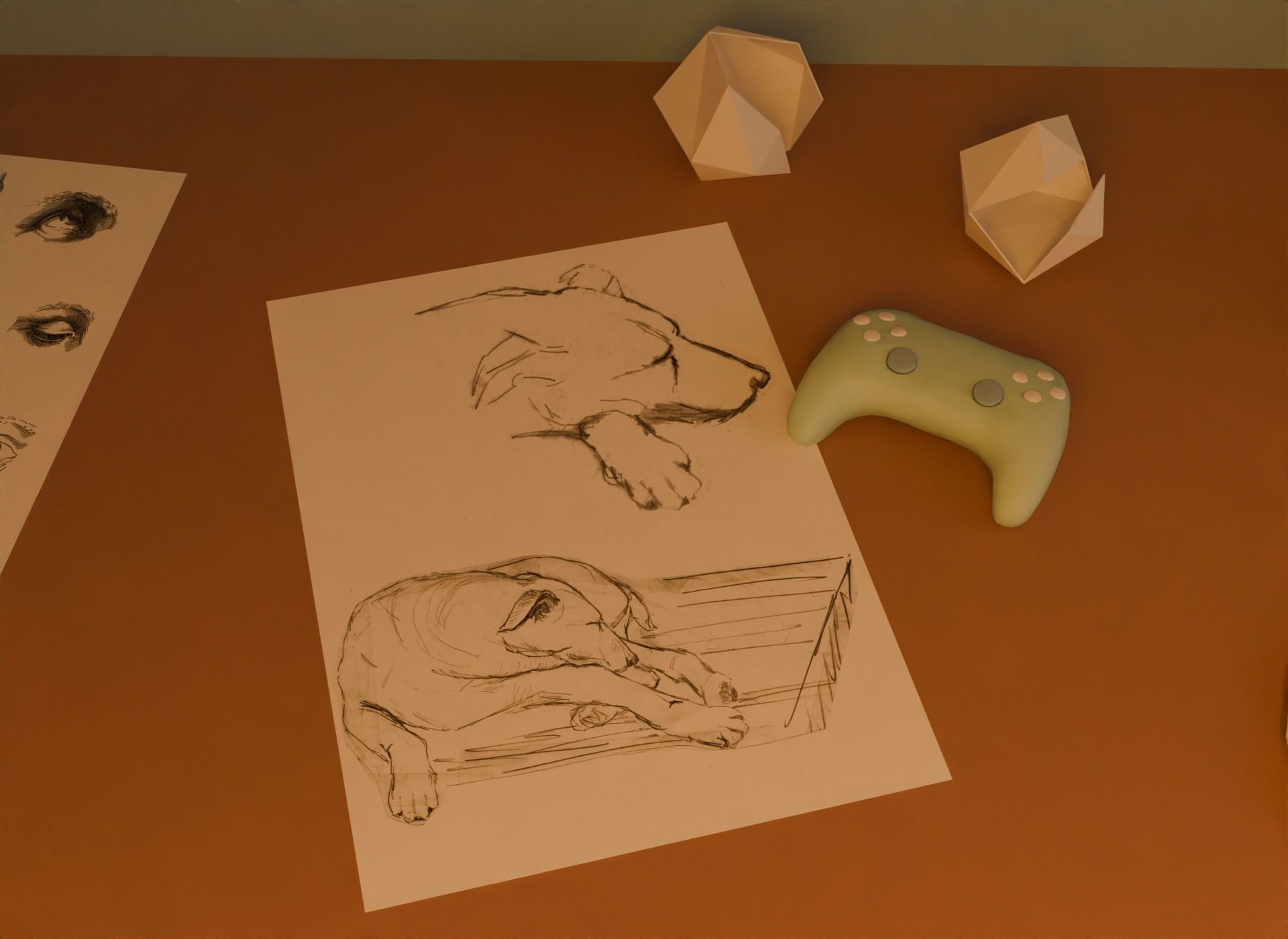 Attic bedroom Low-poly 3D model_10