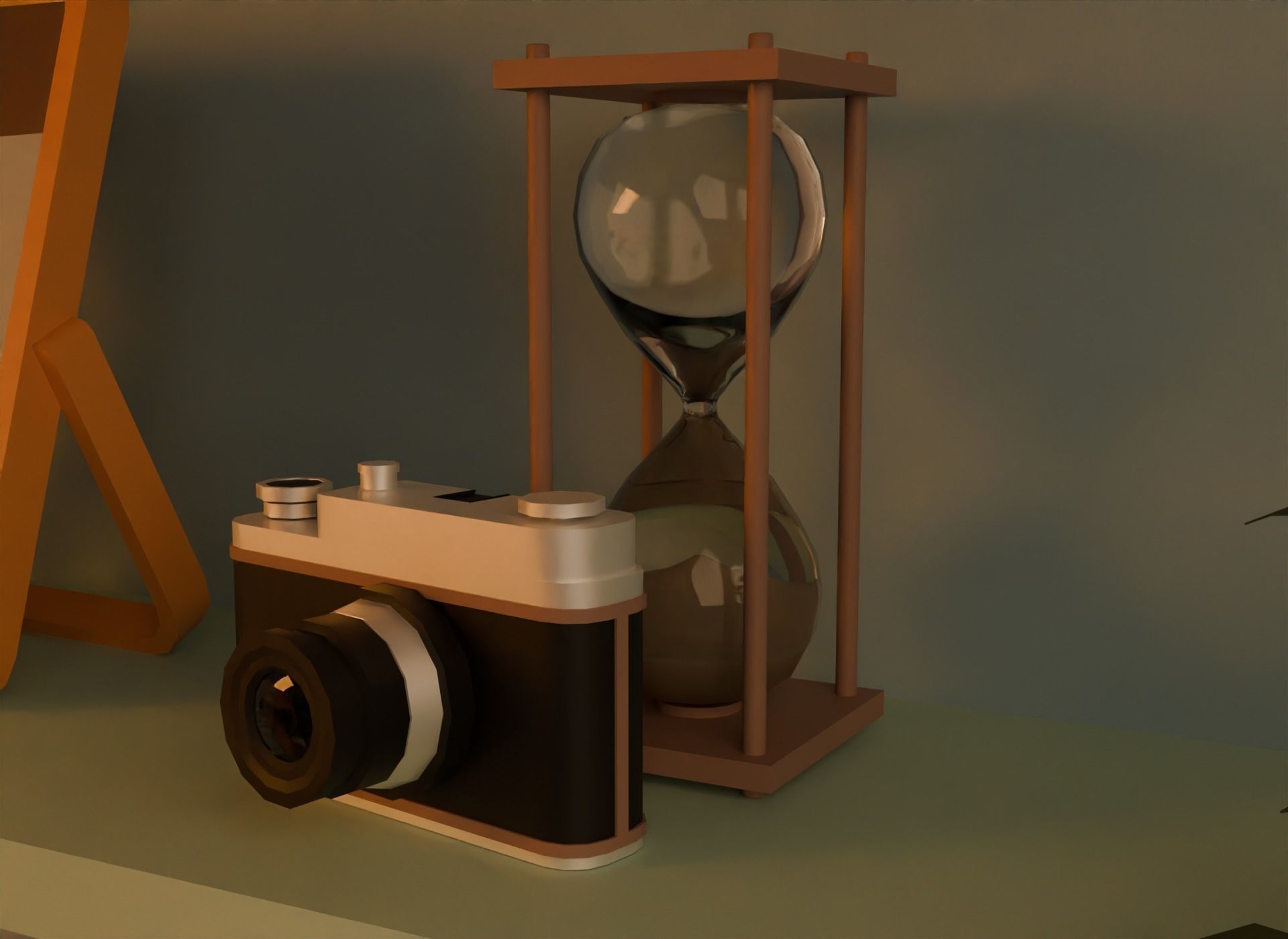 Attic bedroom Low-poly 3D model_21