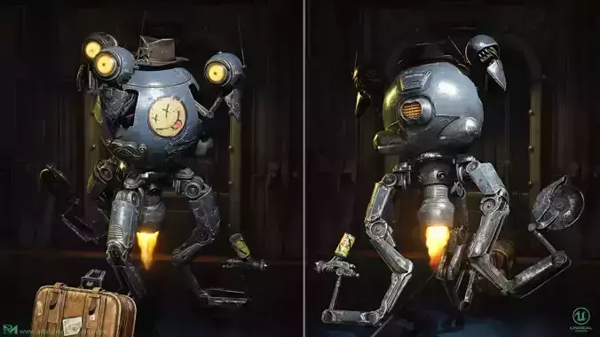 Robot Assistant Fallout Low-poly 3D model