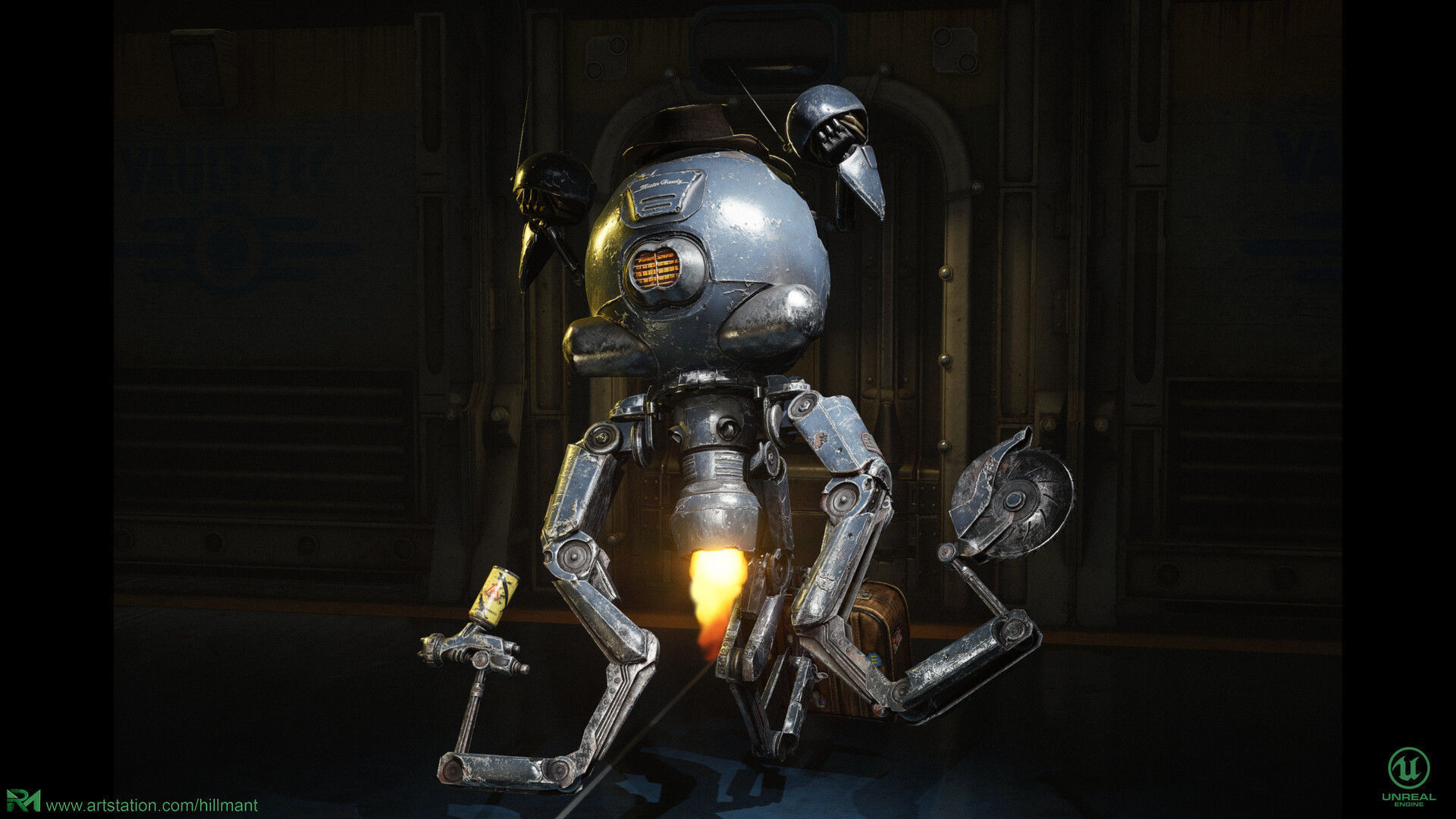 Robot Assistant Fallout Low-poly 3D model_7