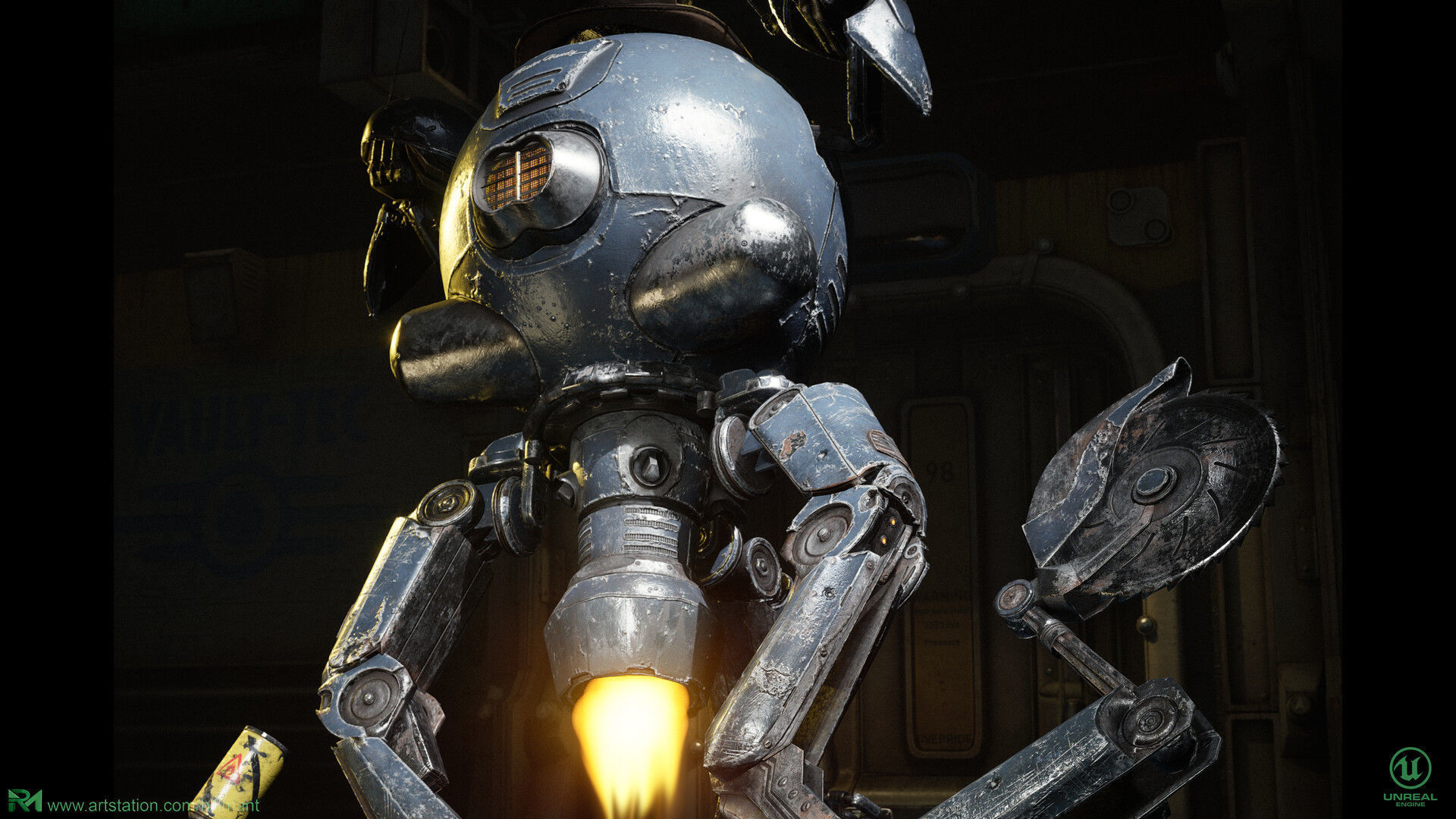 Robot Assistant Fallout Low-poly 3D model_5