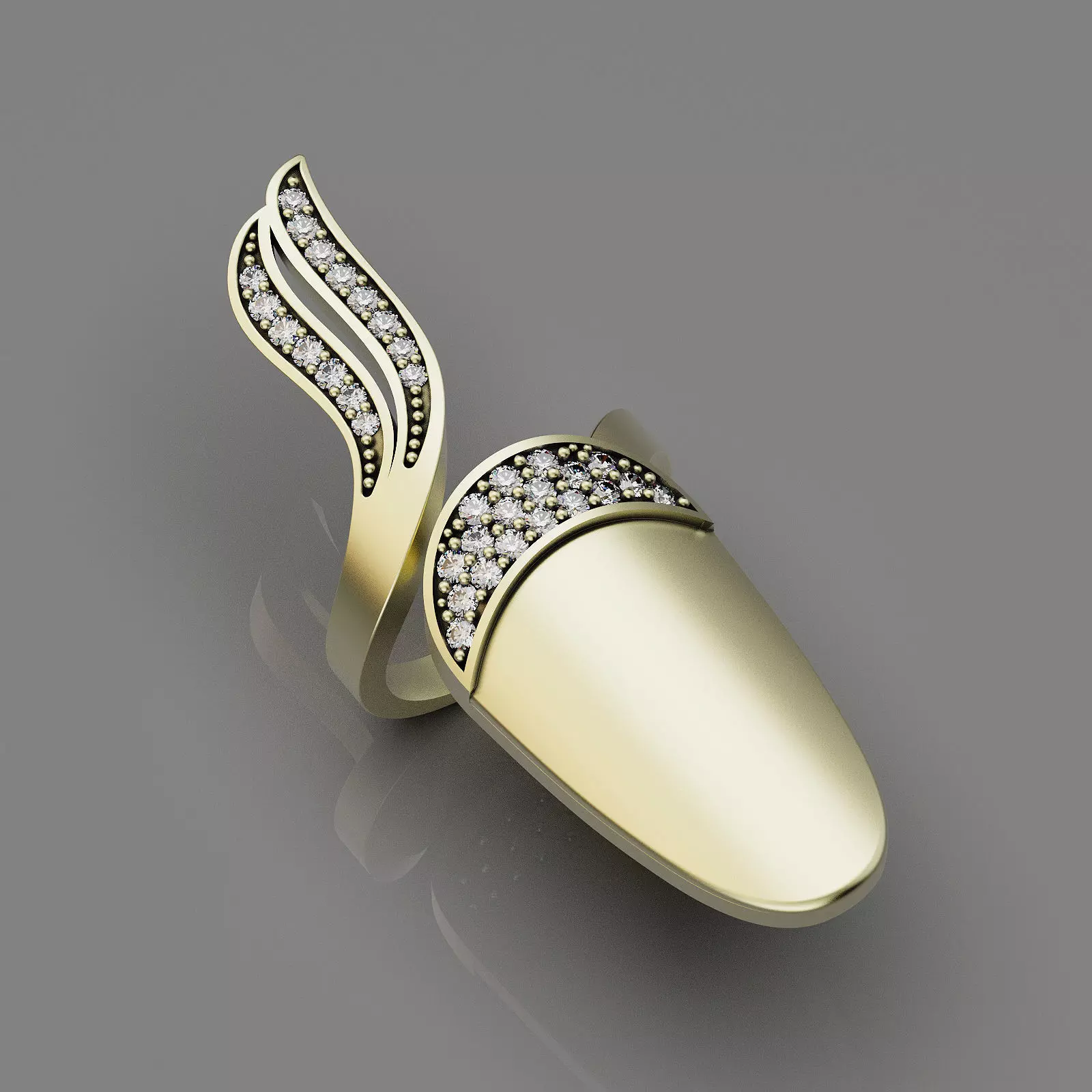 Lux nail ring silver gold sterling printable jewelry 3D model 3D print model