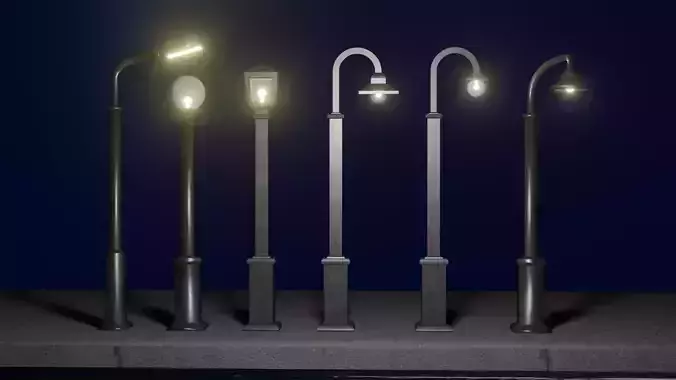 Low Poly Street Lamp Collection