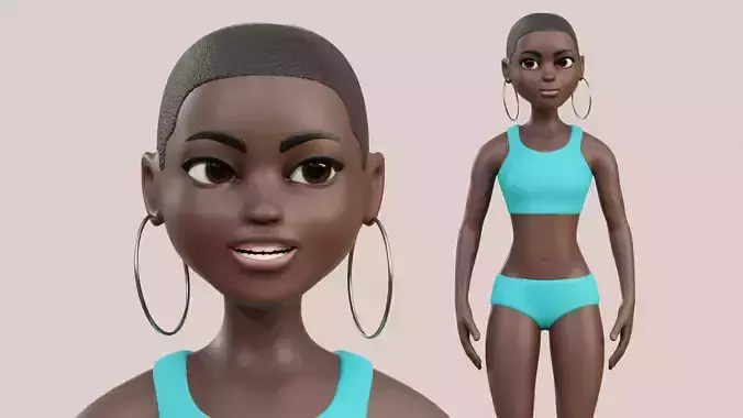 Black girl Cartoon Character Sophia