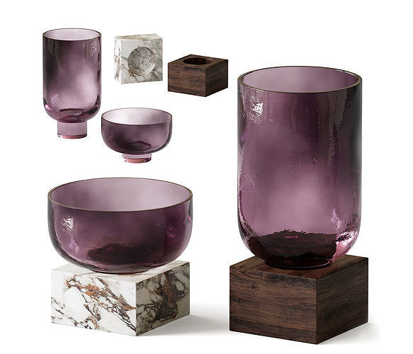 A set of colored glass vases 03 3D model