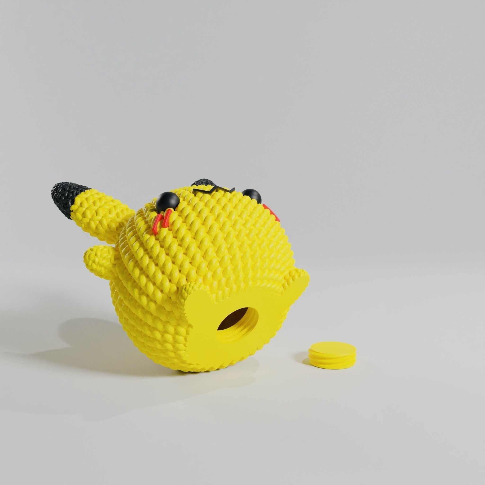 PIKACHU CROCHET KNITTED - KEYCHAIN - PIGGY BANK - MULTICOLOR 3D print model_5