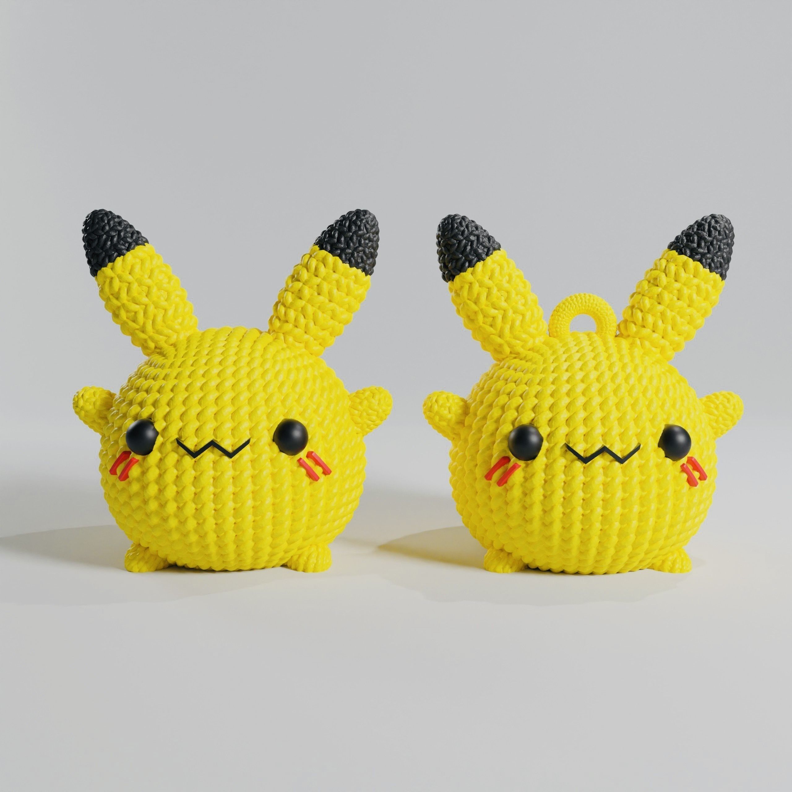 PIKACHU CROCHET KNITTED - KEYCHAIN - PIGGY BANK - MULTICOLOR 3D print model_6