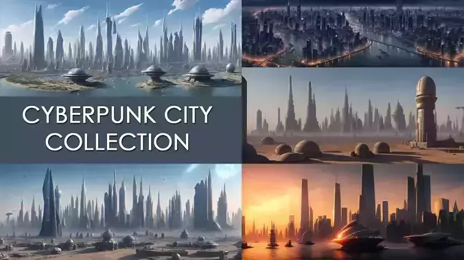 Cyberpunk City Image Collection 3D model