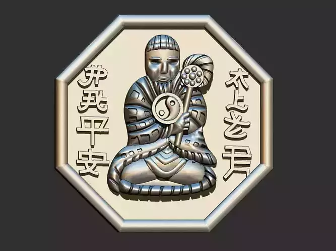 Bagua Buddah Feng Shui Medal  3D print model