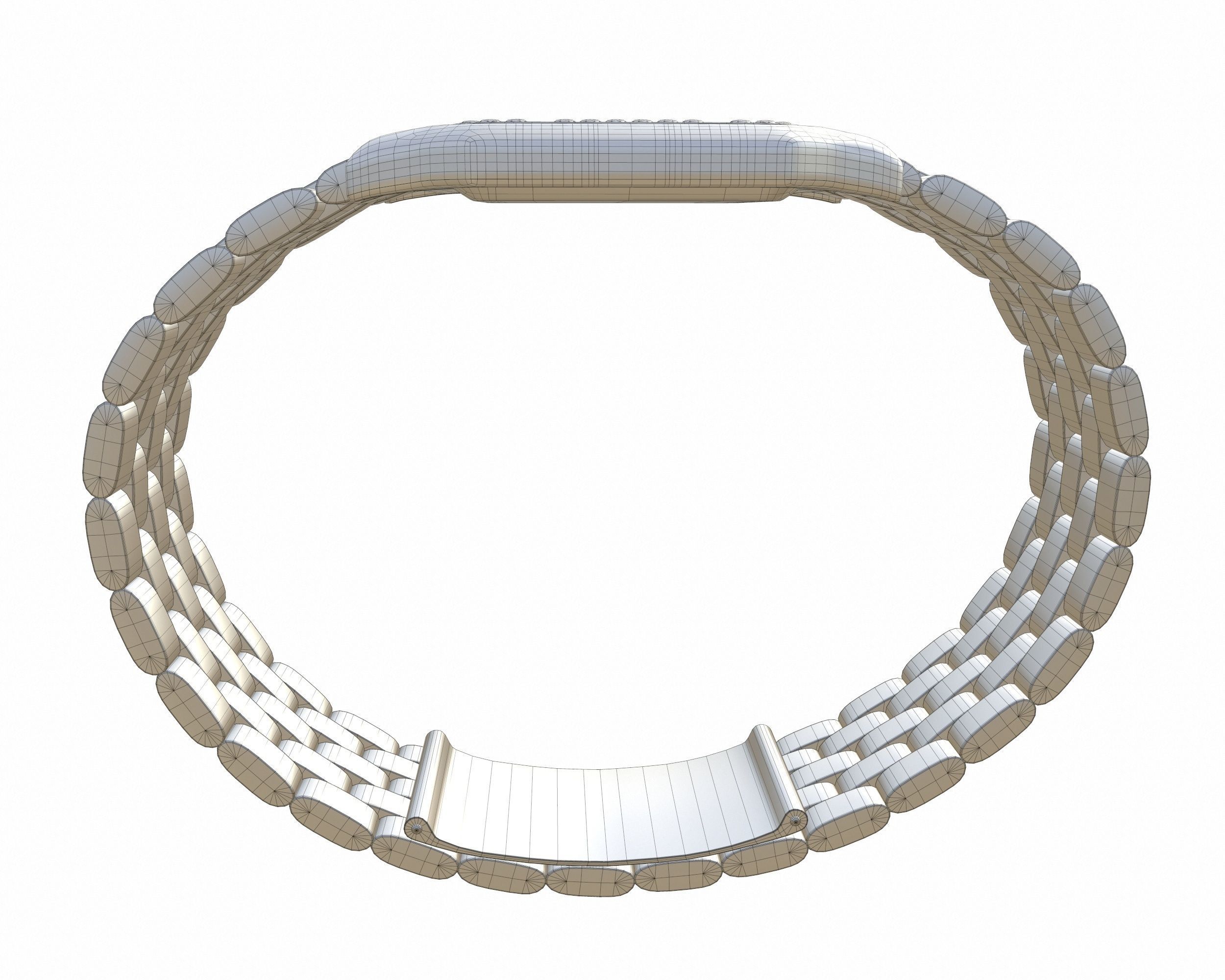 Watch Panthere Gold Silver Low-poly 3D model_12