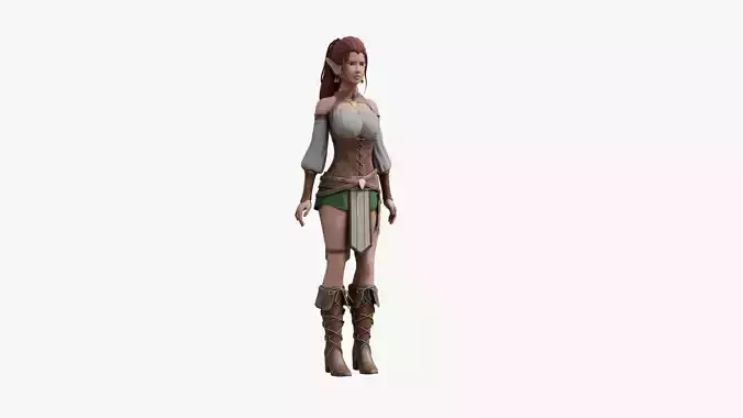 Aria Windrunner Fantasy Character Low-poly 3D model