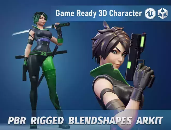 Olivia Sprout - Game ready stylized Low-poly 3D model Low-poly 3D model