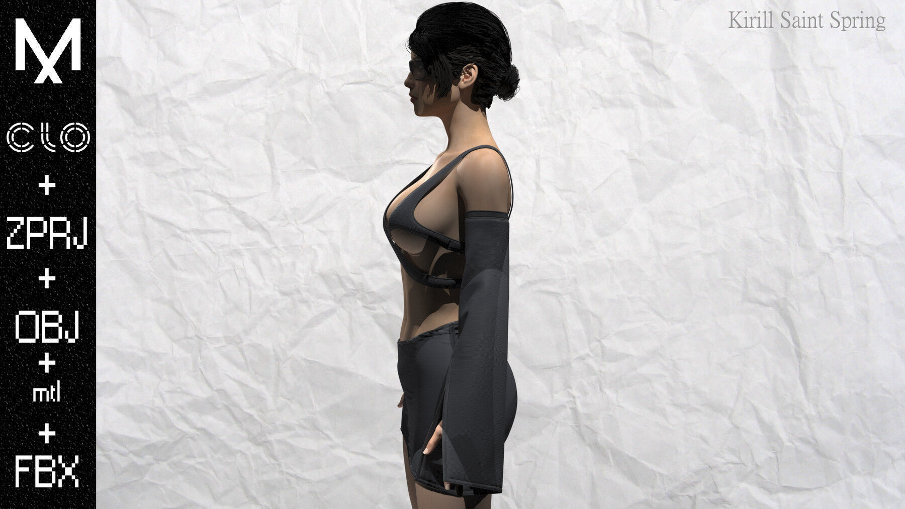 New Outfit Female Marvelous designer Clo3d OBJ mtl FBX ZPRJ 3D model_5