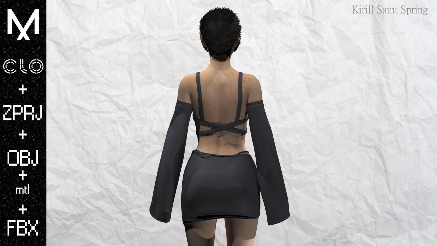 New Outfit Female Marvelous designer Clo3d OBJ mtl FBX ZPRJ 3D model_6