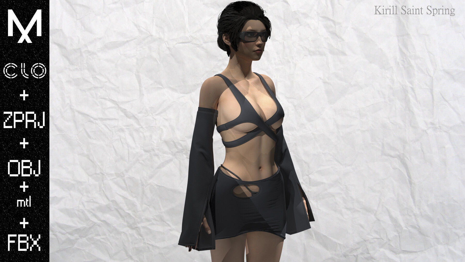 New Outfit Female Marvelous designer Clo3d OBJ mtl FBX ZPRJ 3D model_3