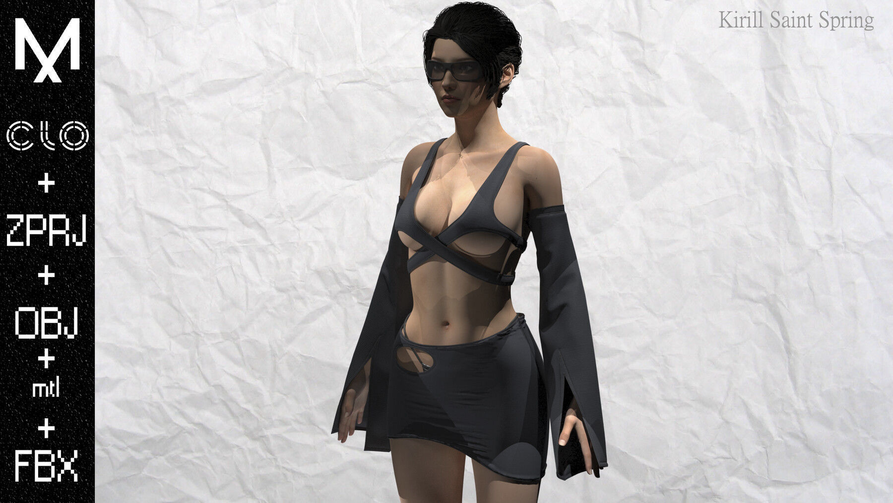 New Outfit Female Marvelous designer Clo3d OBJ mtl FBX ZPRJ 3D model_2