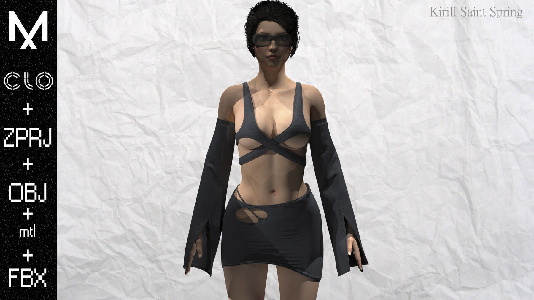 New Outfit Female Marvelous designer Clo3d OBJ mtl FBX ZPRJ 3D model_4