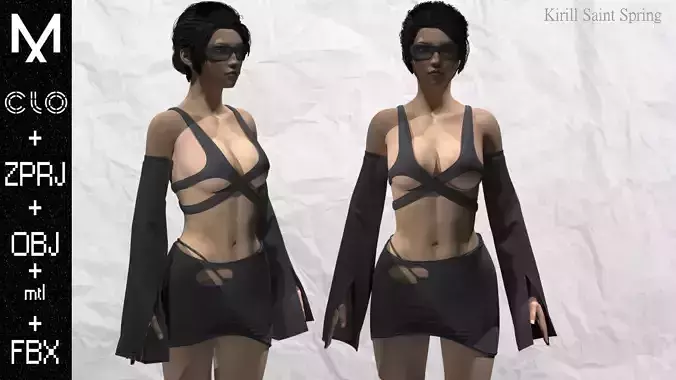 New Outfit Female Marvelous designer Clo3d OBJ mtl FBX ZPRJ