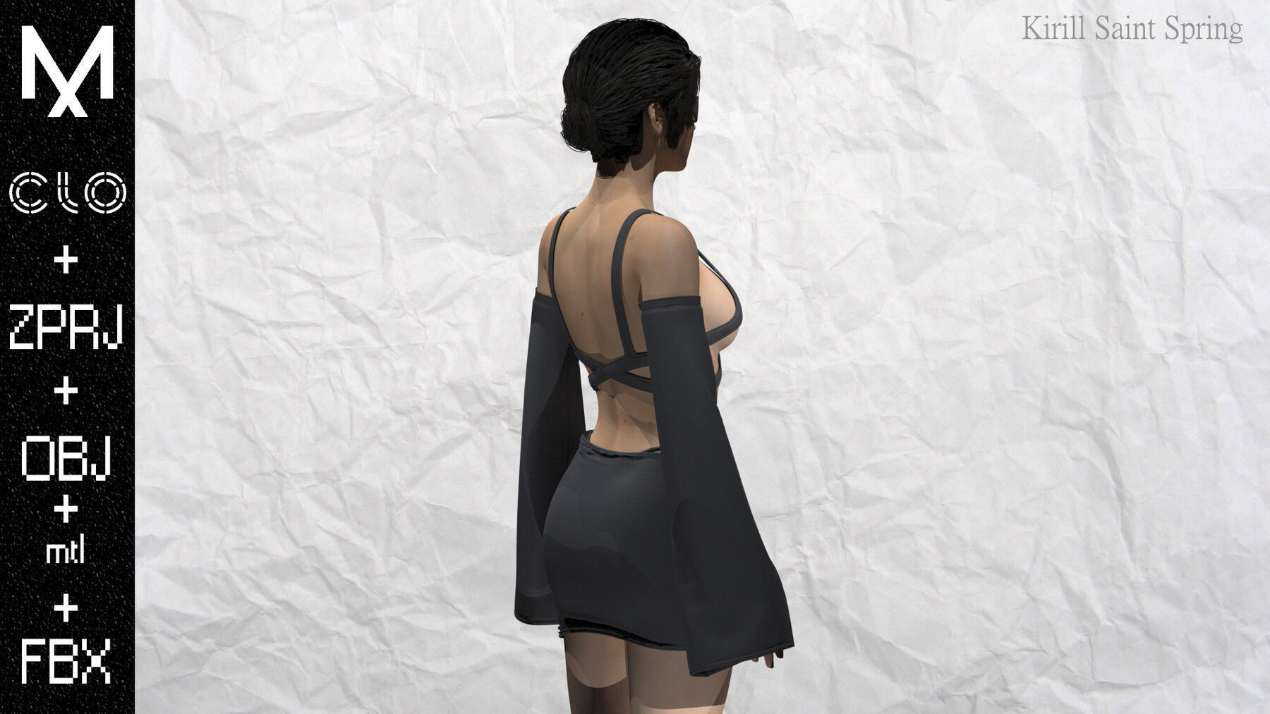 New Outfit Female Marvelous designer Clo3d OBJ mtl FBX ZPRJ 3D model_7