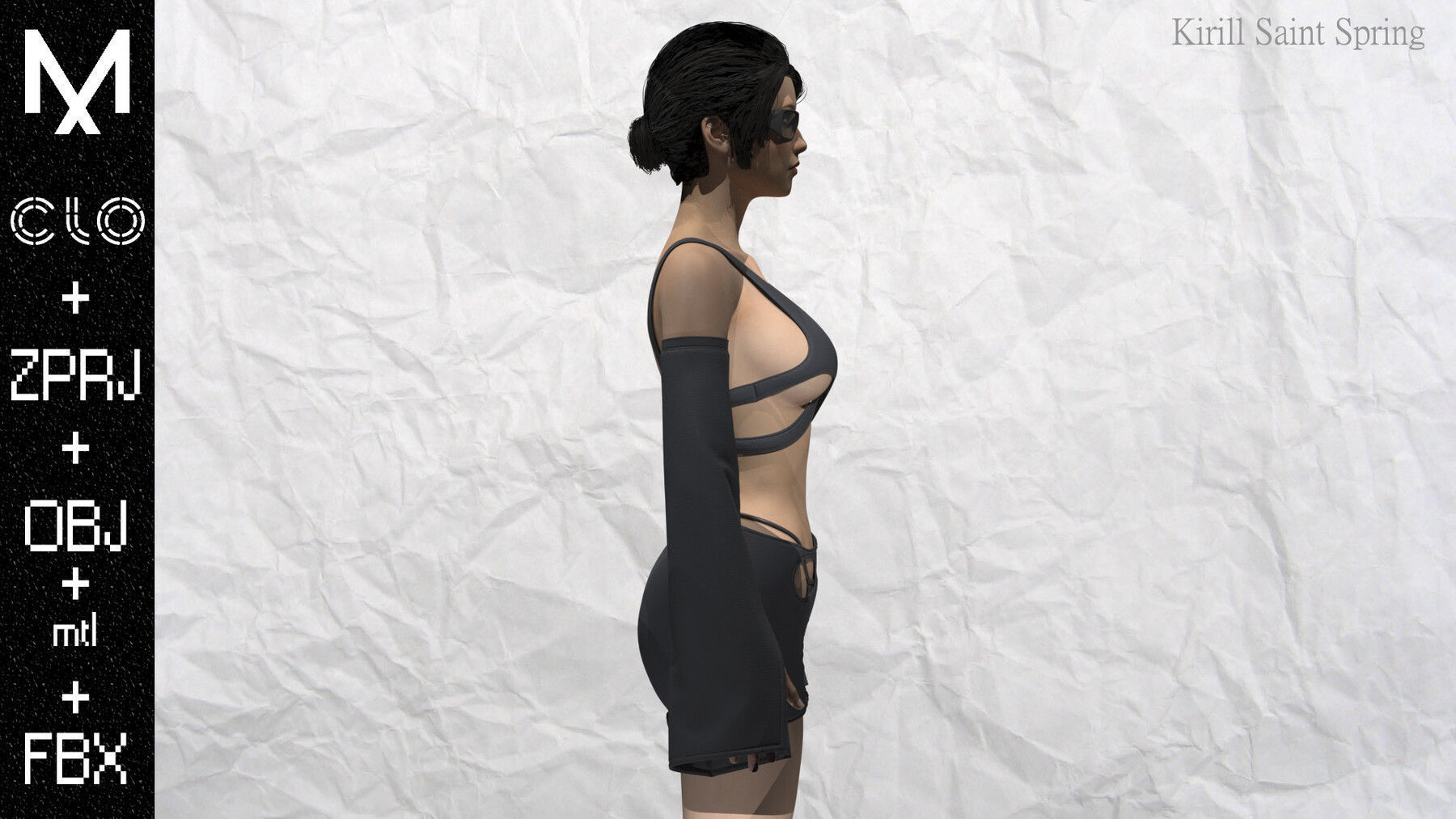 New Outfit Female Marvelous designer Clo3d OBJ mtl FBX ZPRJ 3D model_8