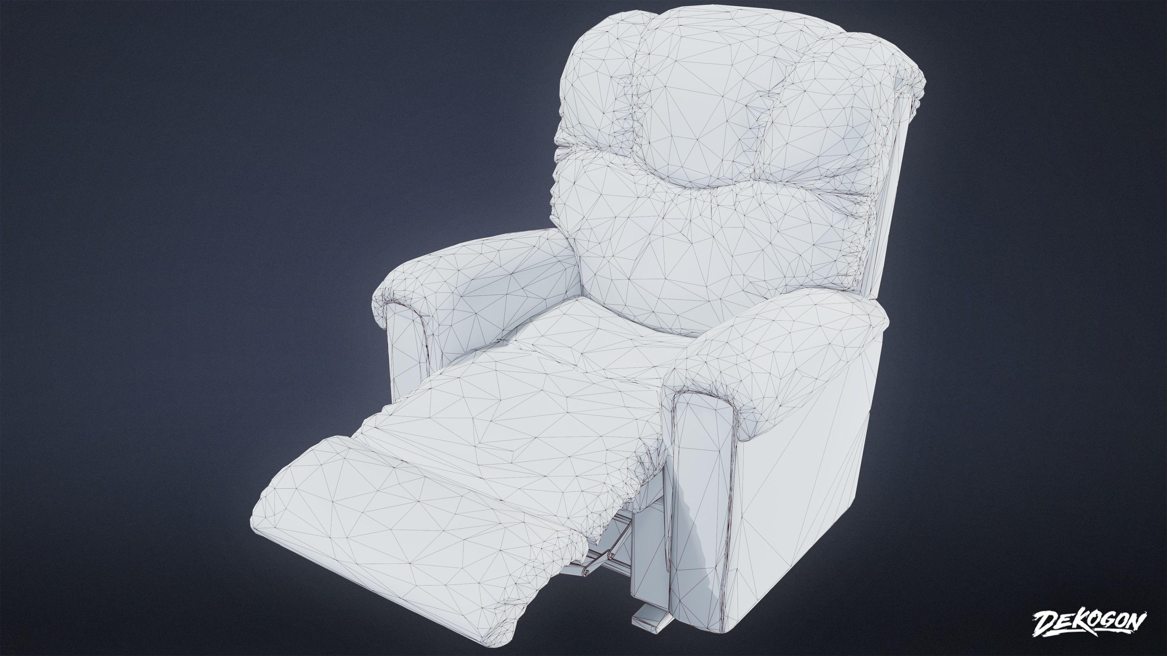 SUBURBS - Chair Single 01 - LOW POLY AND NANITE Low-poly 3D model_8