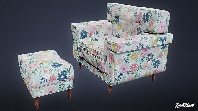 SUBURBS - Chair Sofa 09 - LOW POLY AND NANITE Low-poly 3D model 4