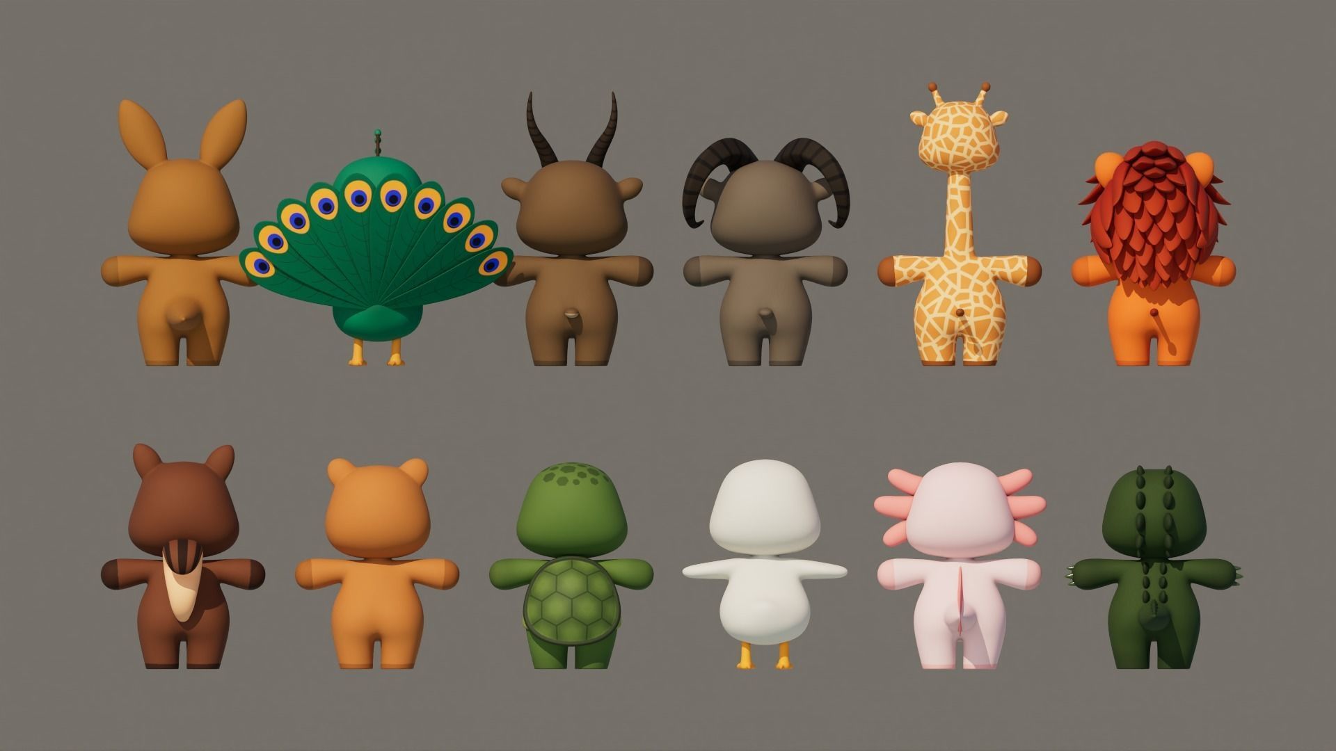 Rigged Cartoon Animals Collection Pack-003 Low-poly 3D model_5