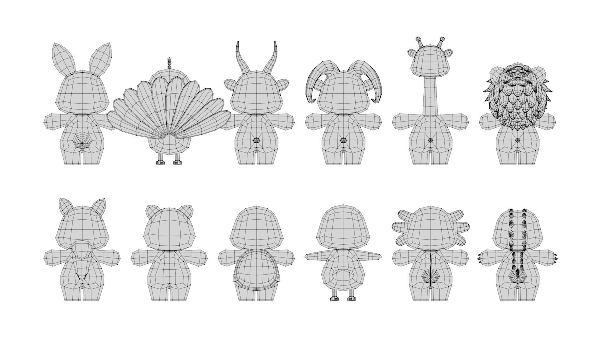 Rigged Cartoon Animals Collection Pack-003 Low-poly 3D model_14