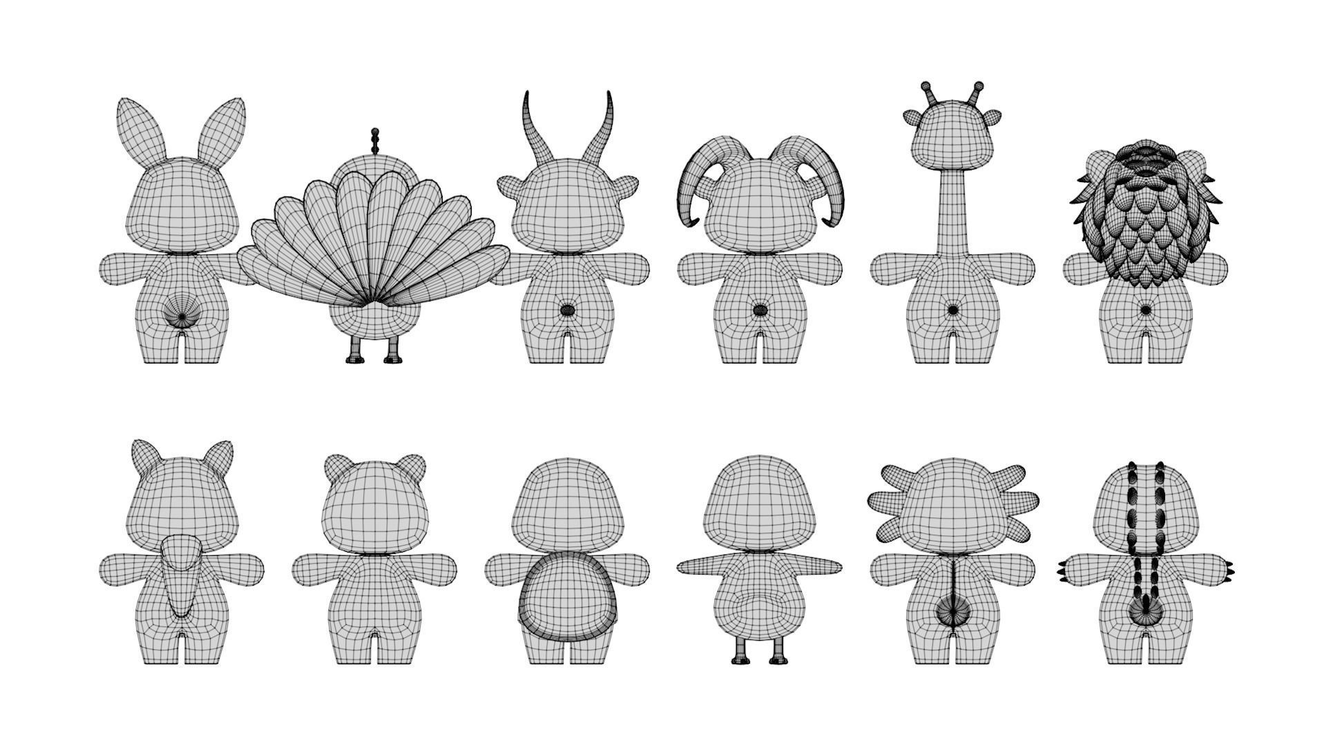 Rigged Cartoon Animals Collection Pack-003 Low-poly 3D model_11