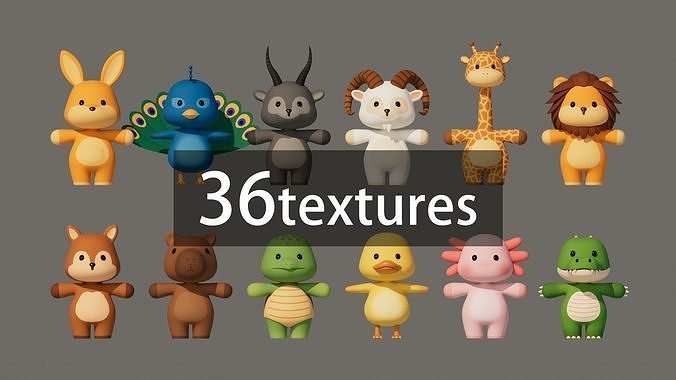 Rigged Cartoon Animals Collection Pack Low-poly 3D model