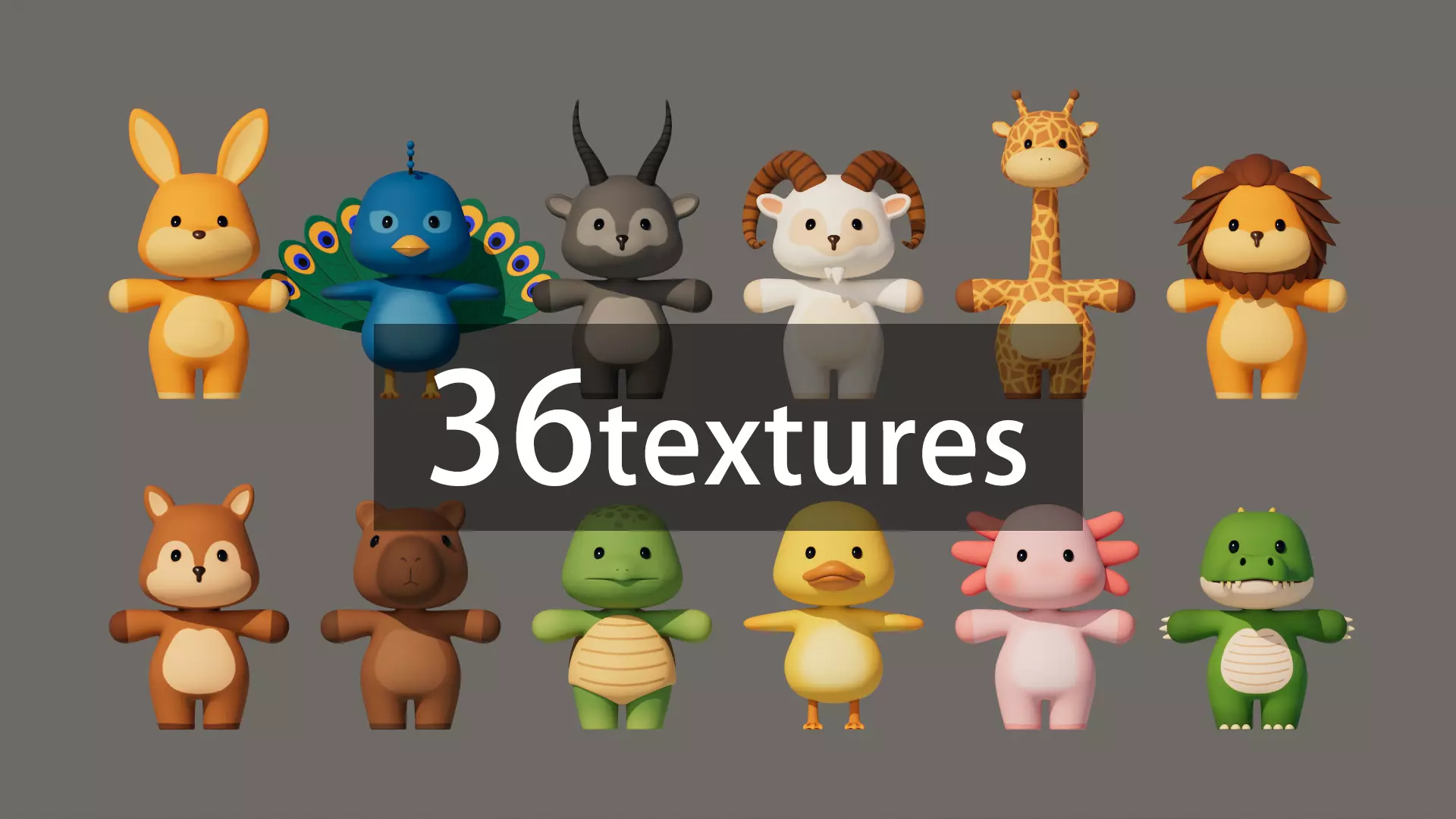 Rigged Cartoon Animals Collection Pack-003 Low-poly 3D model_0