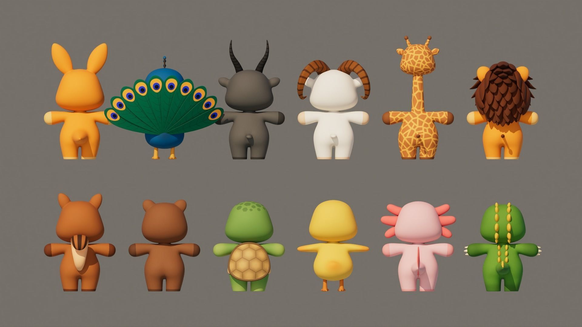 Rigged Cartoon Animals Collection Pack-003 Low-poly 3D model_4