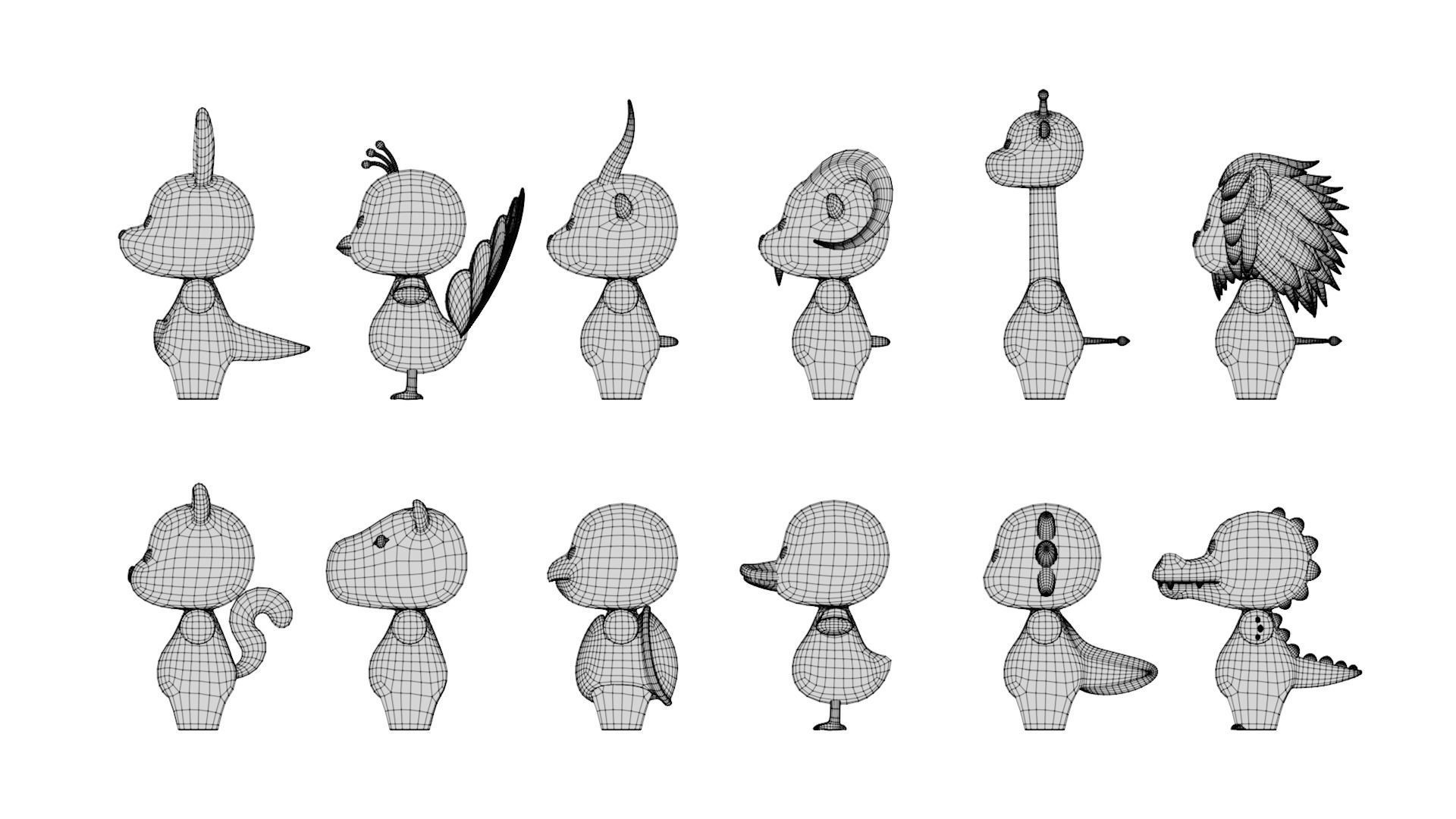 Rigged Cartoon Animals Collection Pack-003 Low-poly 3D model_12