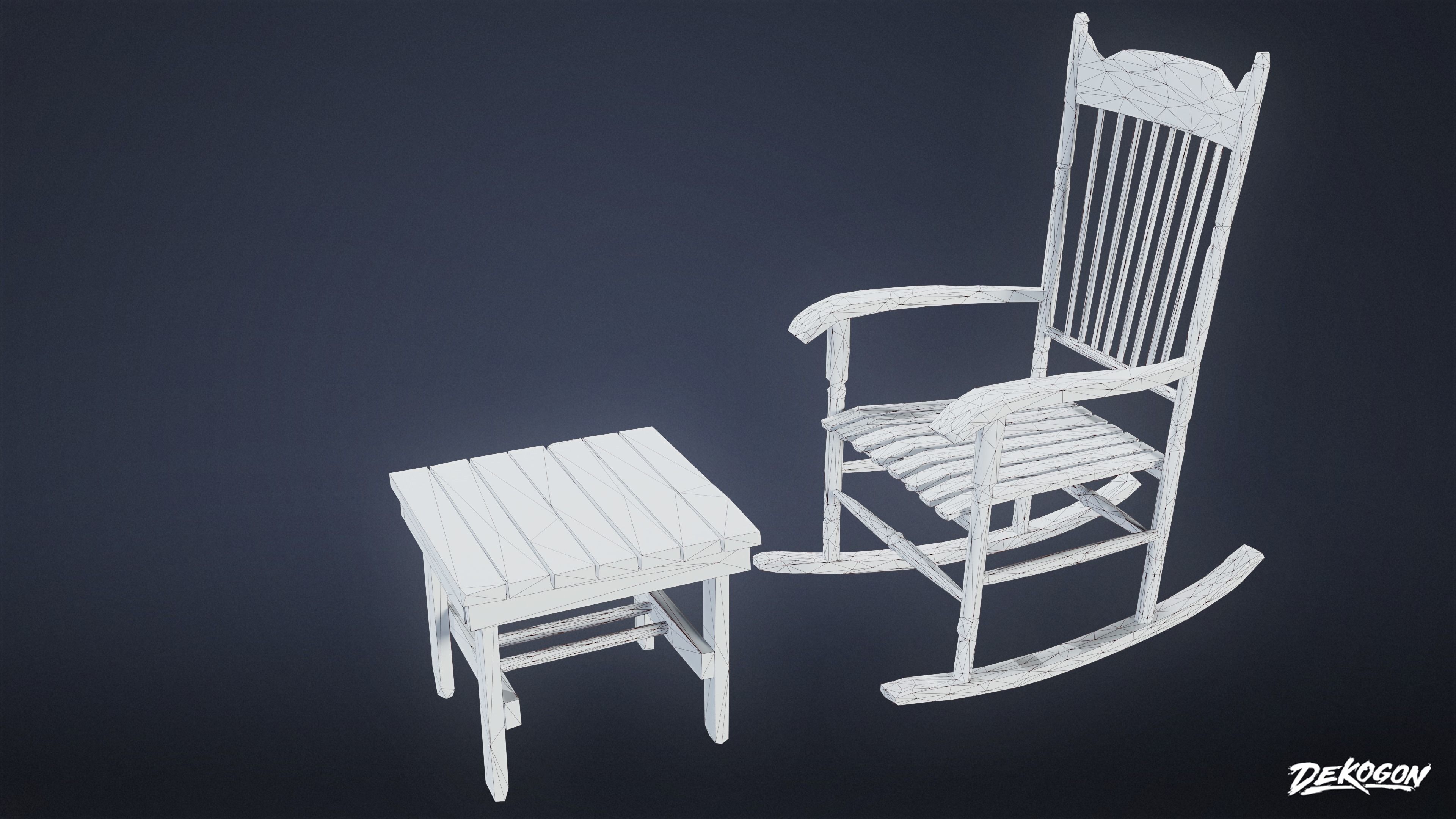 SUBURBS - Chair Table 01 - LOW POLY Low-poly 3D model_8