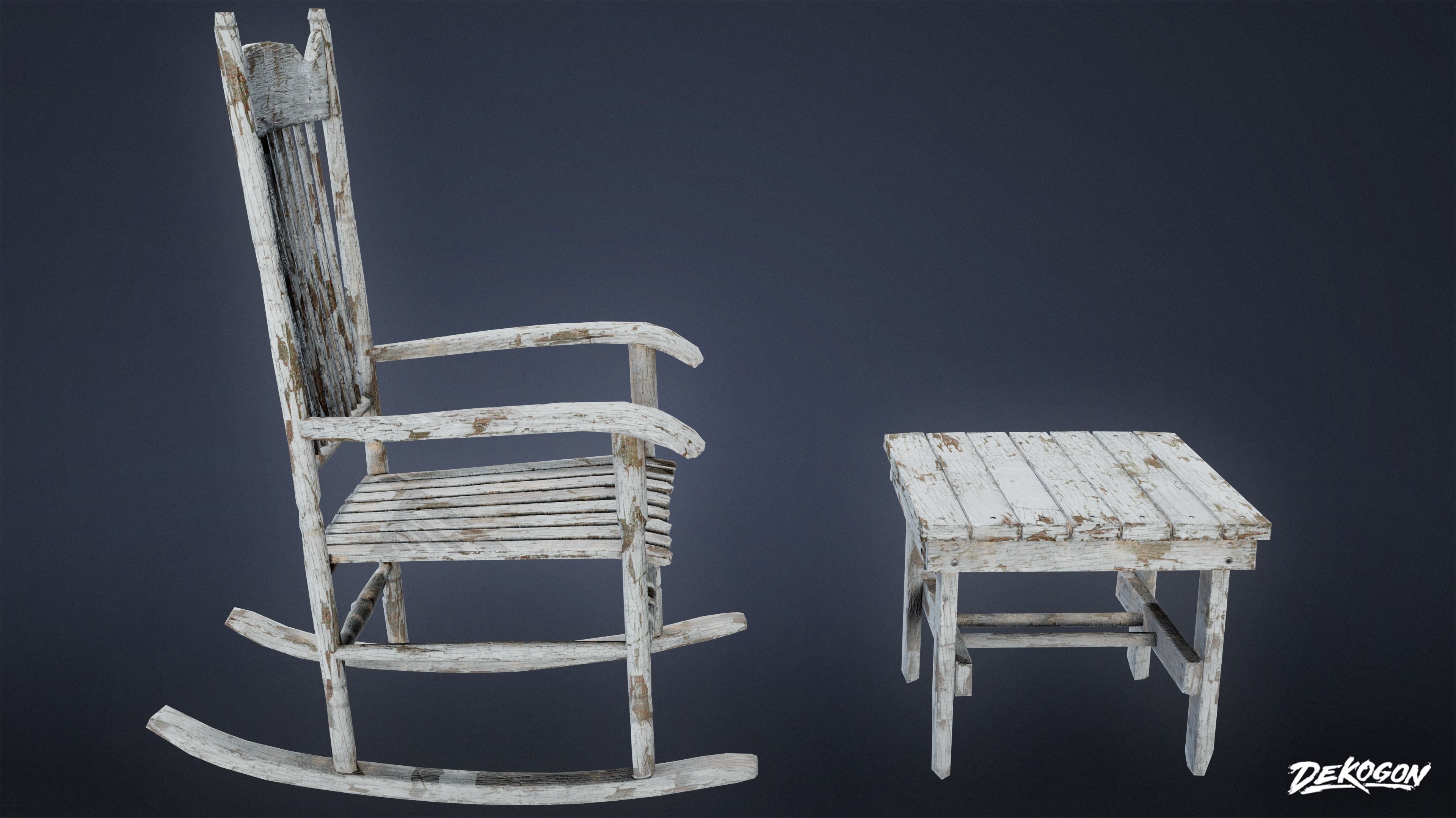SUBURBS - Chair Table 01 - LOW POLY Low-poly 3D model_2