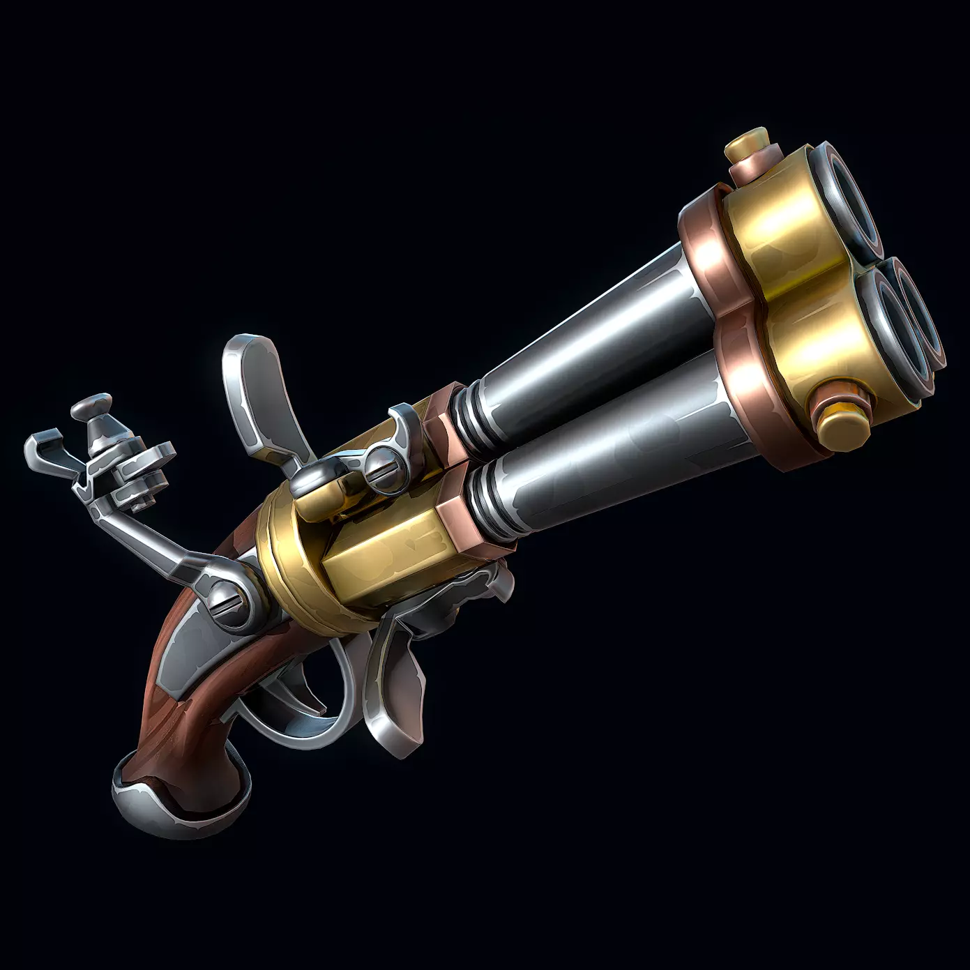 Stylized Flintlock Pistol Low-poly 3D model