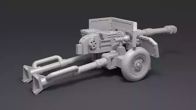 Stylized automatic cannon 3D print model
