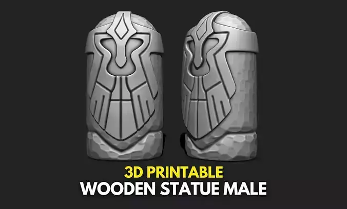 Wooden Statue Male 3D STL File for 3D Printing