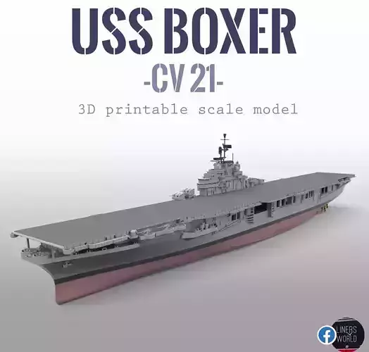 USS BOXER CV21 Essex class aircraft carrier print ready model  3D print model