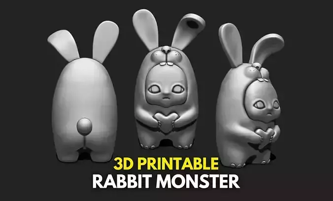Cute Monster Rabbit - 3D STL File for 3D Printing 3D print model