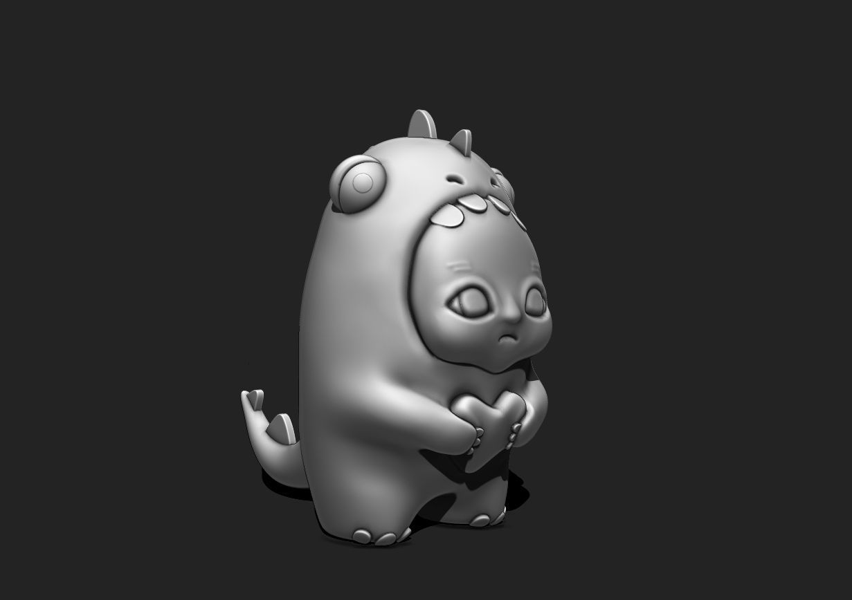 Cute Monster Dinosaur - 3D STL File for 3D Printing 3D print model_3