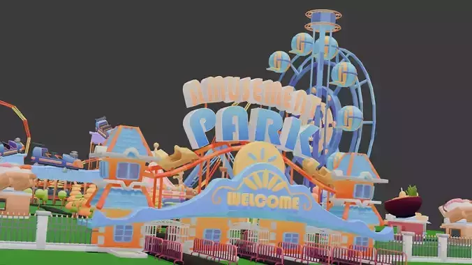 Cartoon Park for 3D Low-poly 3D model