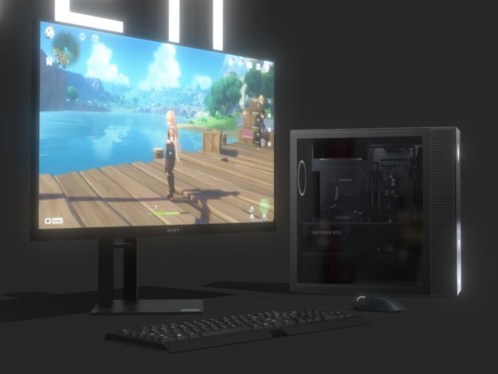 Omen Gaming PC Pack 3D Model Collection_1