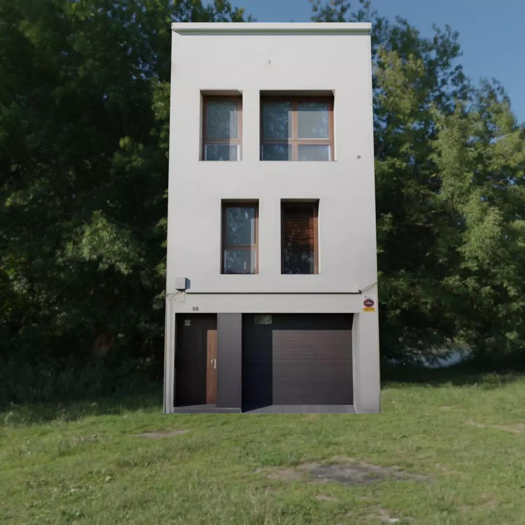 3D Facade house Free low-poly 3D model_0