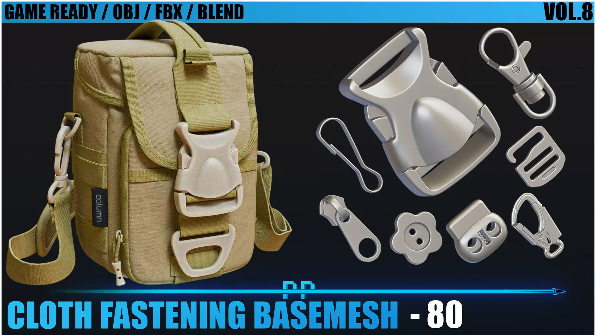 80 Cloth Fastening Basemesh Low-poly 3D model