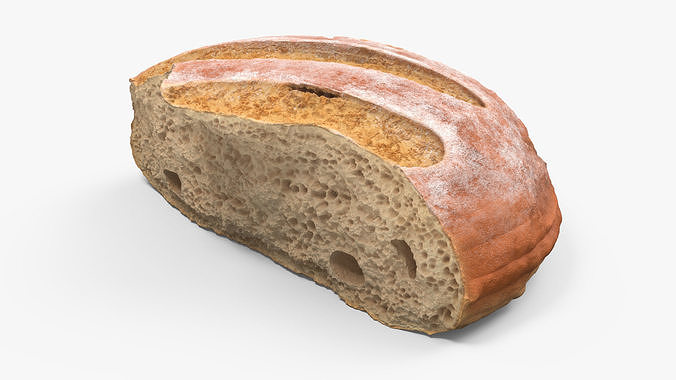 Broken Piece of White Bread 3D model 6